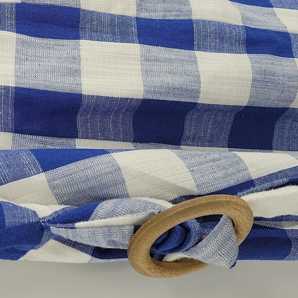 Altar'd State Blue Gingham Plaid Linen Blend Mini Dress Size L - Picture 5 of 12